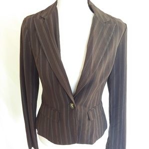 BCX Brown Striped Blazer Suit Jacket